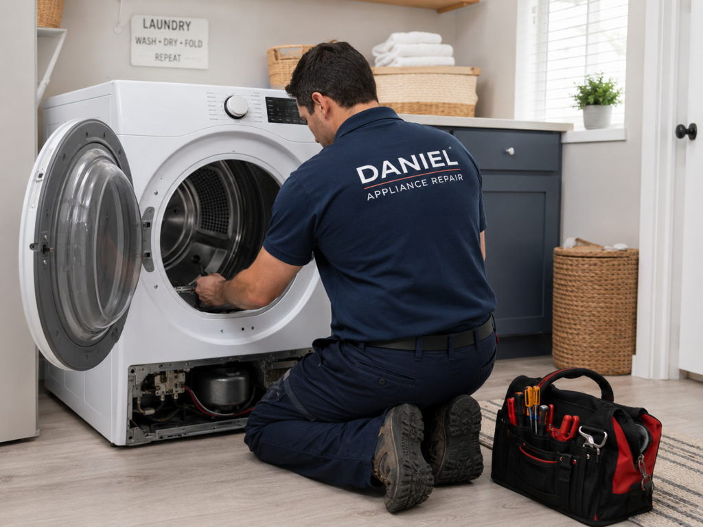 Daniel Appliance Repair technician performing dryer repair in Charleston, SC