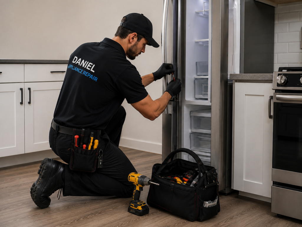 Daniel Appliance Repair technician repairing a kitchen appliance in Charleston, SC
